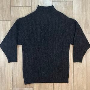 ZARA Knit Women’s Small Mock Neck Ribbed Sweater Gray Long Sleeve Wool Blend